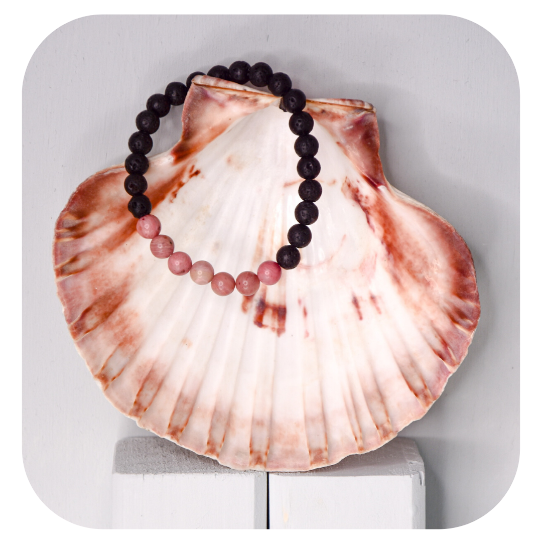 Lava-Rhodochrosit Mala Armband | Erdung & Selbstliebe | Handgemacht in Österreich