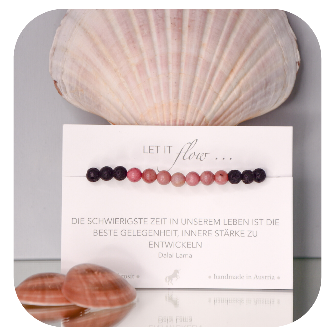 Lava-Rhodochrosit Mala Armband | Erdung & Selbstliebe | Handgemacht in Österreich
