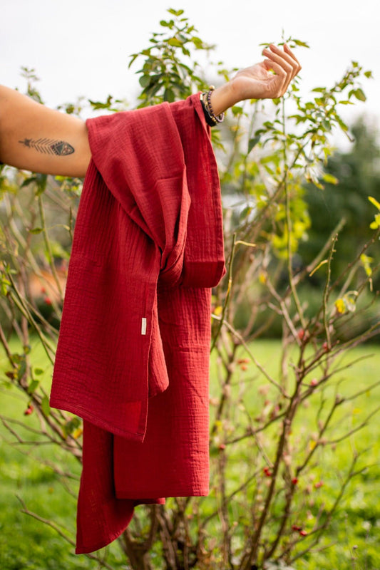 Musselin Schal *Cardinal Red* - MalaSariLove 