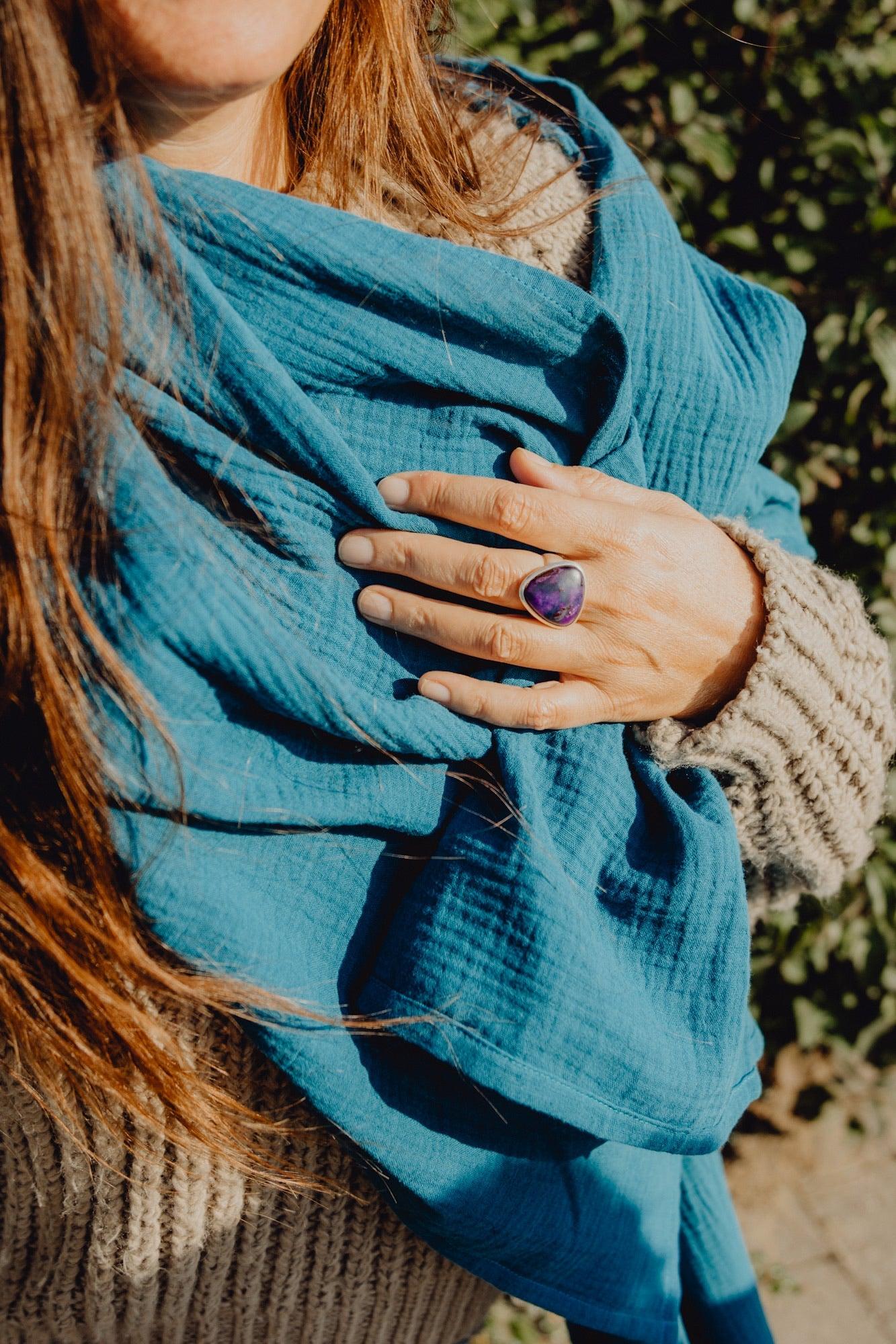 Musselin Schal *Bay Blue* - MalaSariLove 