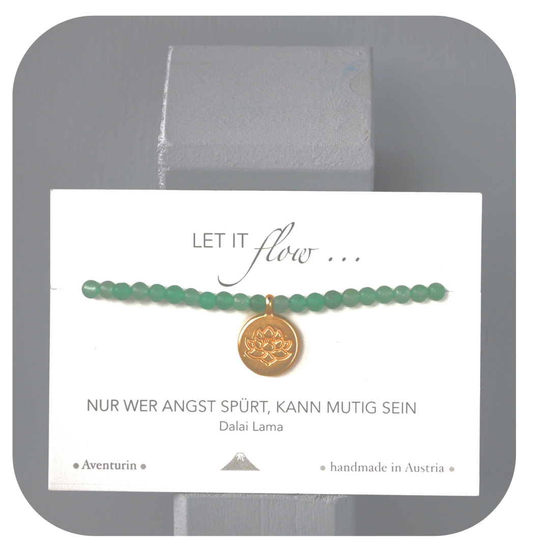 Aventurin-Mala-Armband mit Lotusanhänger | Stein der Chancen | Handgefertigt in Österreich