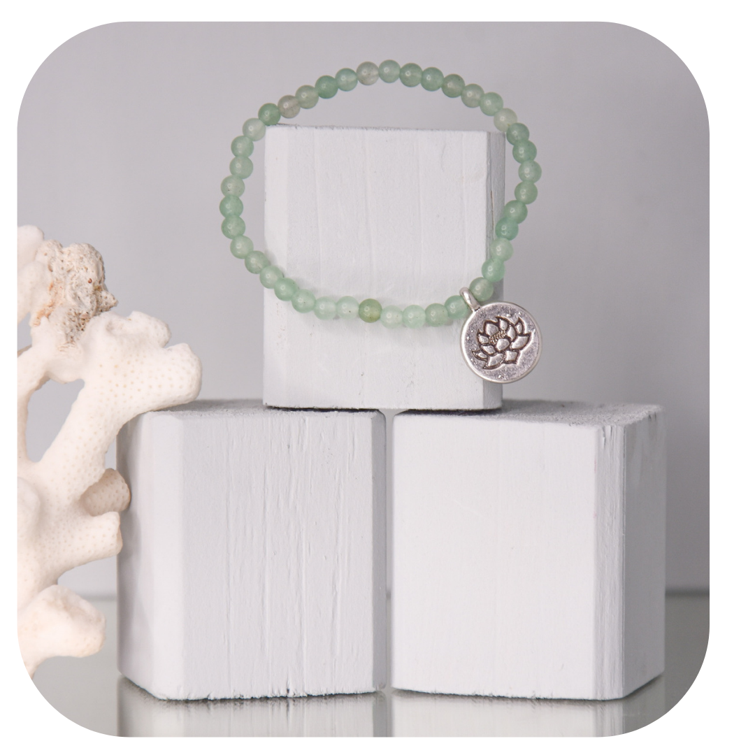 Aventurin-Mala-Armband mit Lotusanhänger | Stein der Chancen | Handgefertigt in Österreich