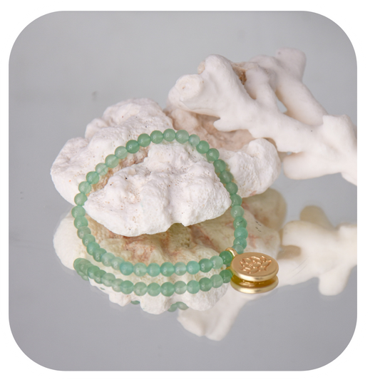 Aventurin-Mala-Armband mit Lotusanhänger | Stein der Chancen | Handgefertigt in Österreich