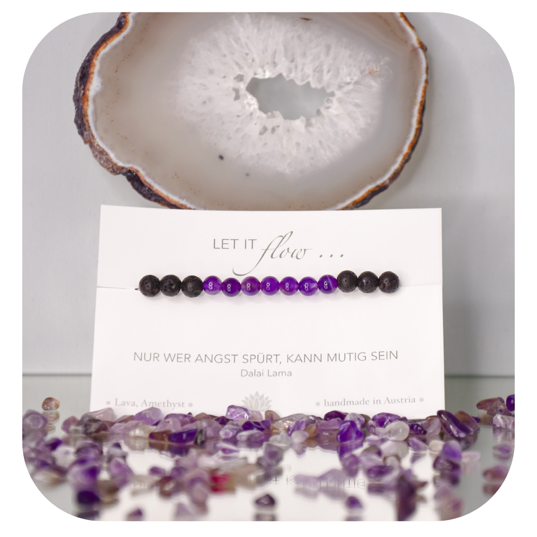 Lava-Amethyst Mala Armband | Erdung & Spiritualität | Handgefertigt in Österreich