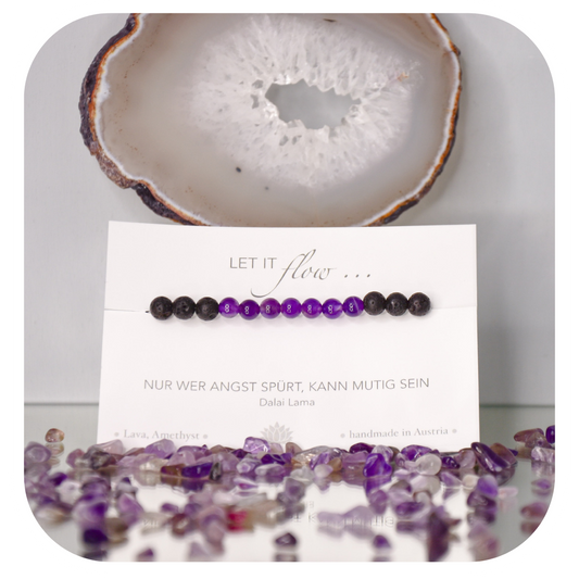 Lava-Amethyst Mala Armband | Erdung & Spiritualität | Handgefertigt in Österreich