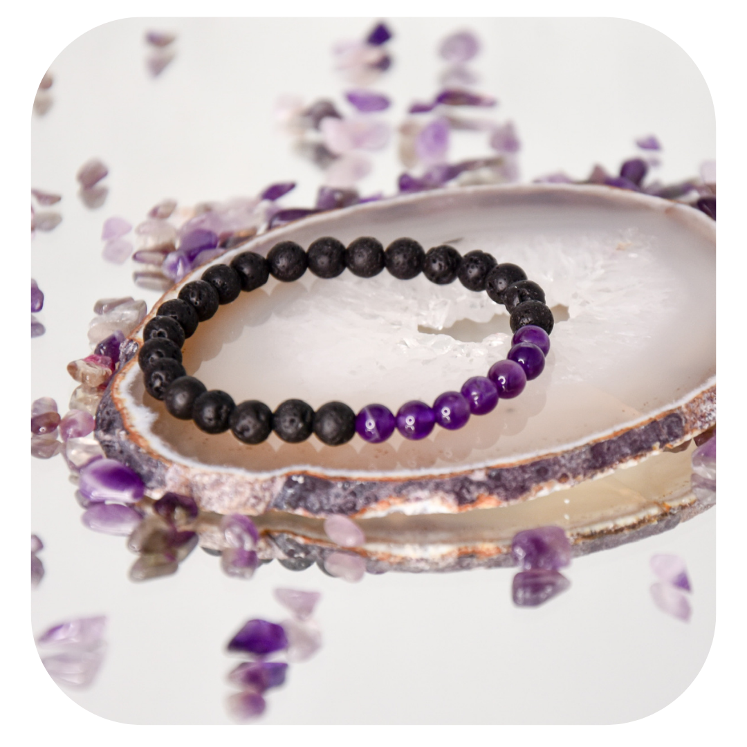 Lava-Amethyst Mala Armband | Erdung & Spiritualität | Handgefertigt in Österreich