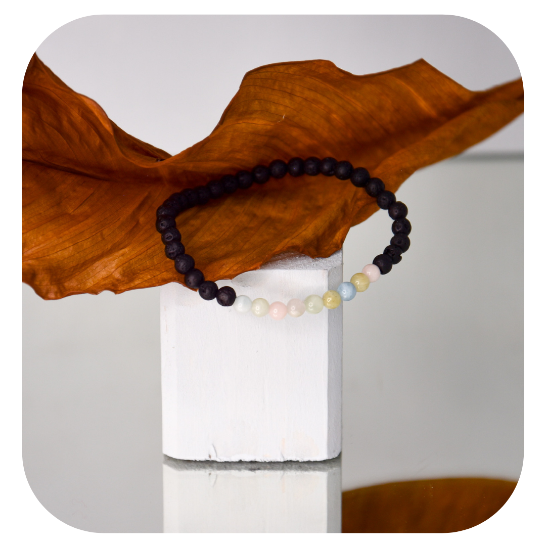 Lava Morganite Mala Armband | Erdung & Liebe | Handgemacht in Österreich