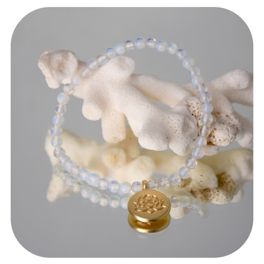 Opalit-Mala-Armband mit Lotusanhänger | Stein des emotionalen Gleichgewichts | Handgefertigt in Österreich