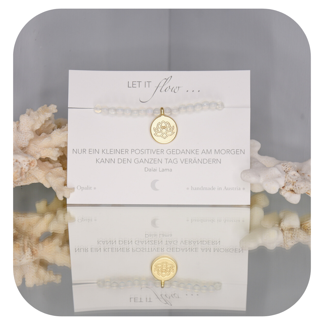 Opalit-Mala-Armband mit Lotusanhänger | Stein des emotionalen Gleichgewichts | Handgefertigt in Österreich